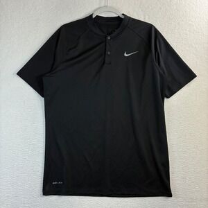 Nike Blade Golf Polo Shirt Men M Black Performance Stretch Henley Victory 929142